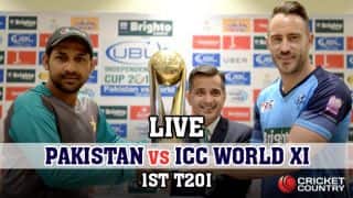 Live cricket score, Pakistan vs World XI 2017, 1st T20I at Lahore: PAK win by 20 runs
